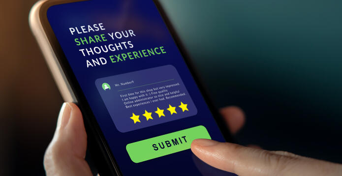 Online review and stars rating on mobile