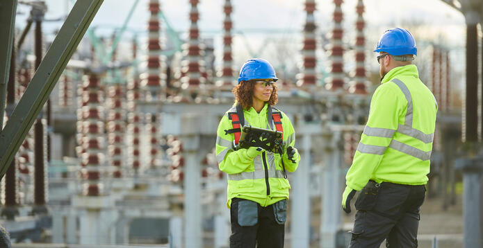 Electricity infrastructure substation power worker