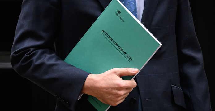 Close up of Autumn Statement 2023 card