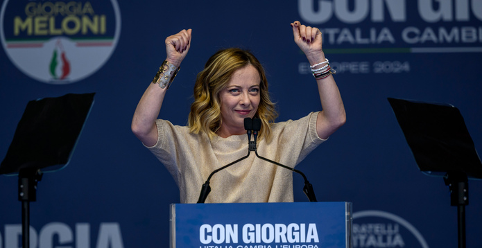Italy’s prime minister Giorgia Meloni campaigning in Rome.