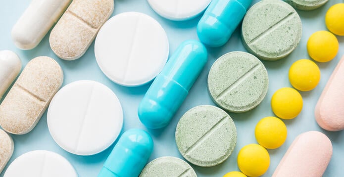 Pills of different colours