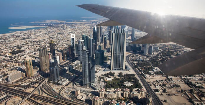 A view over Dubai from a plane