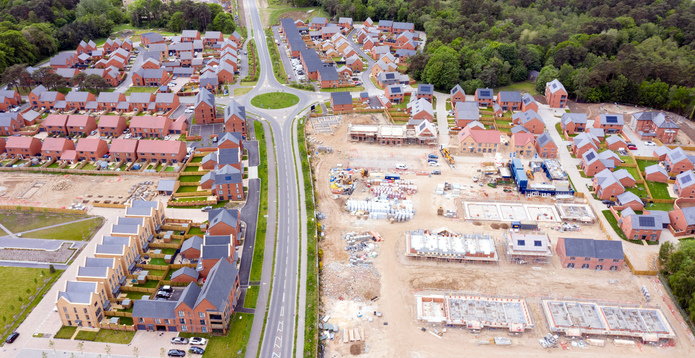 New housing estate aerial photo Card