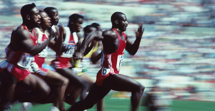 Ben Johnson running at the Olympics