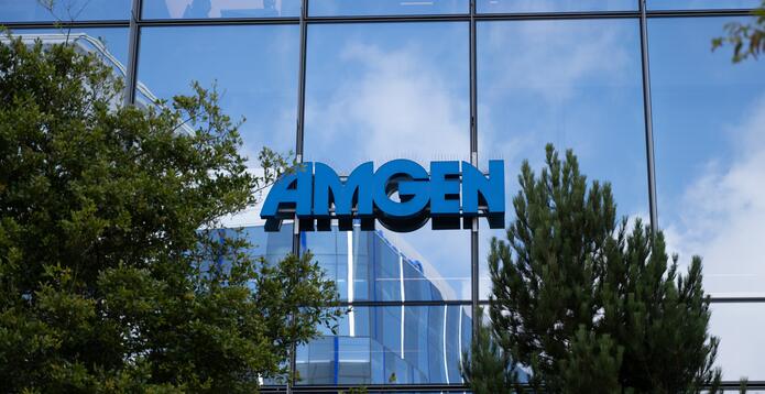 Amgen office facade and branding