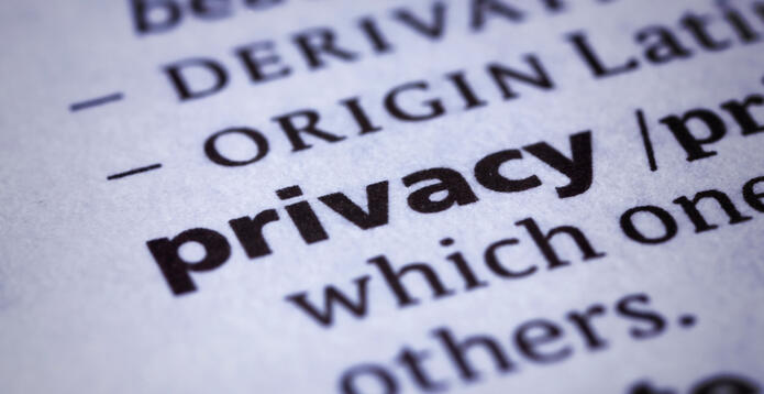 Privacy dictionary close up