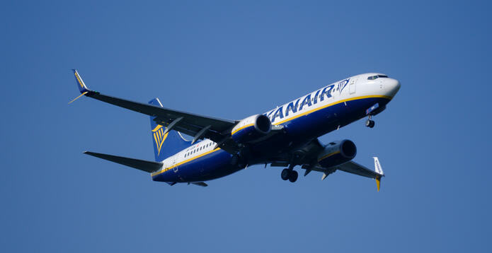 Ryanair plane in flight
