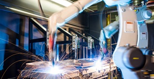 High-tech industrial robotic welding machines card