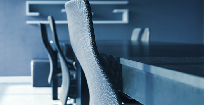 blue tone of conference table and chairs