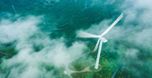 wind turbine on mountain card