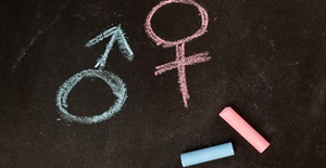 Gender pay gap male female chalk symbols-695