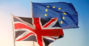 UK and EU flags card