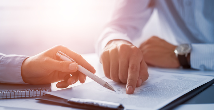 Business people collaborative contracts