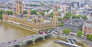 Aerial View of London Houses of Parliament