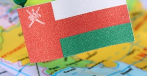 Oman flag on a map Card