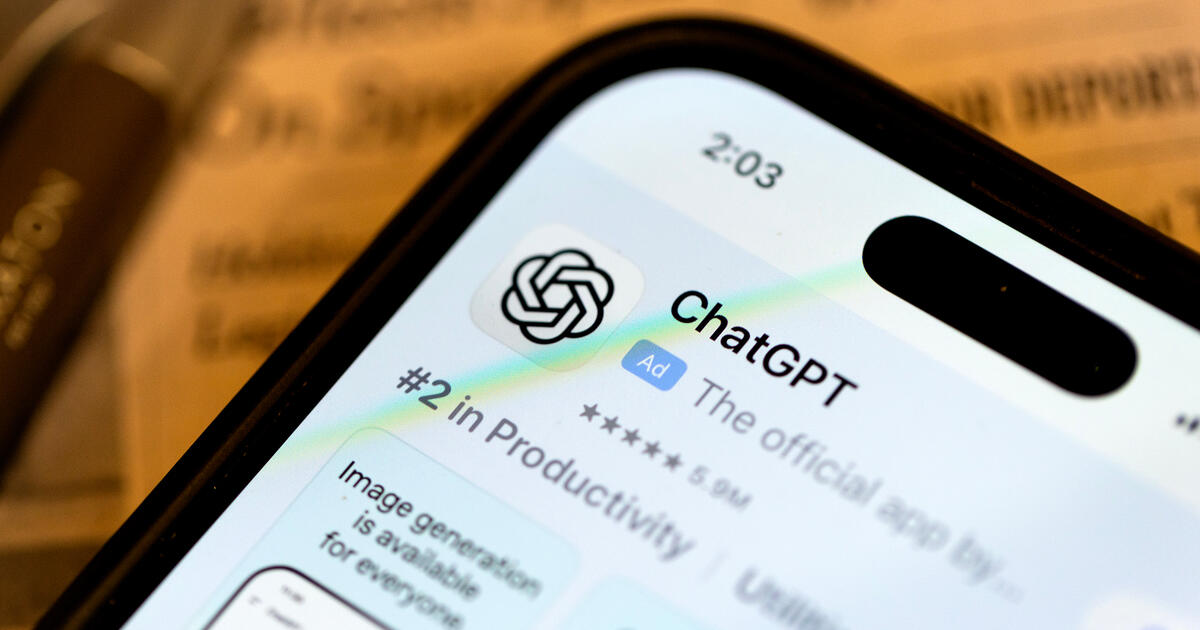 ChatGPT app displays on device