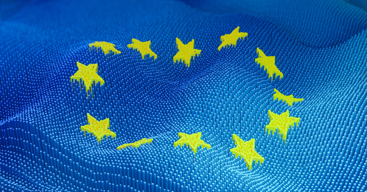 EU flag in AI and data concept