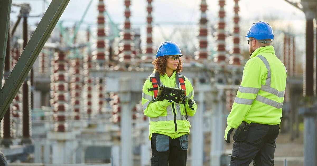 Electricity infrastructure substation power worker