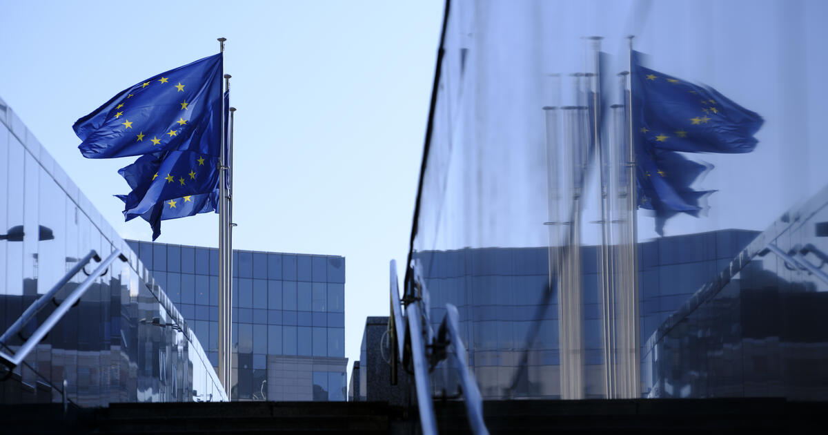  EU flags fly in front of the Berlaymont, the EU Commission headquarters