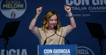 Italy’s prime minister Giorgia Meloni campaigning in Rome.