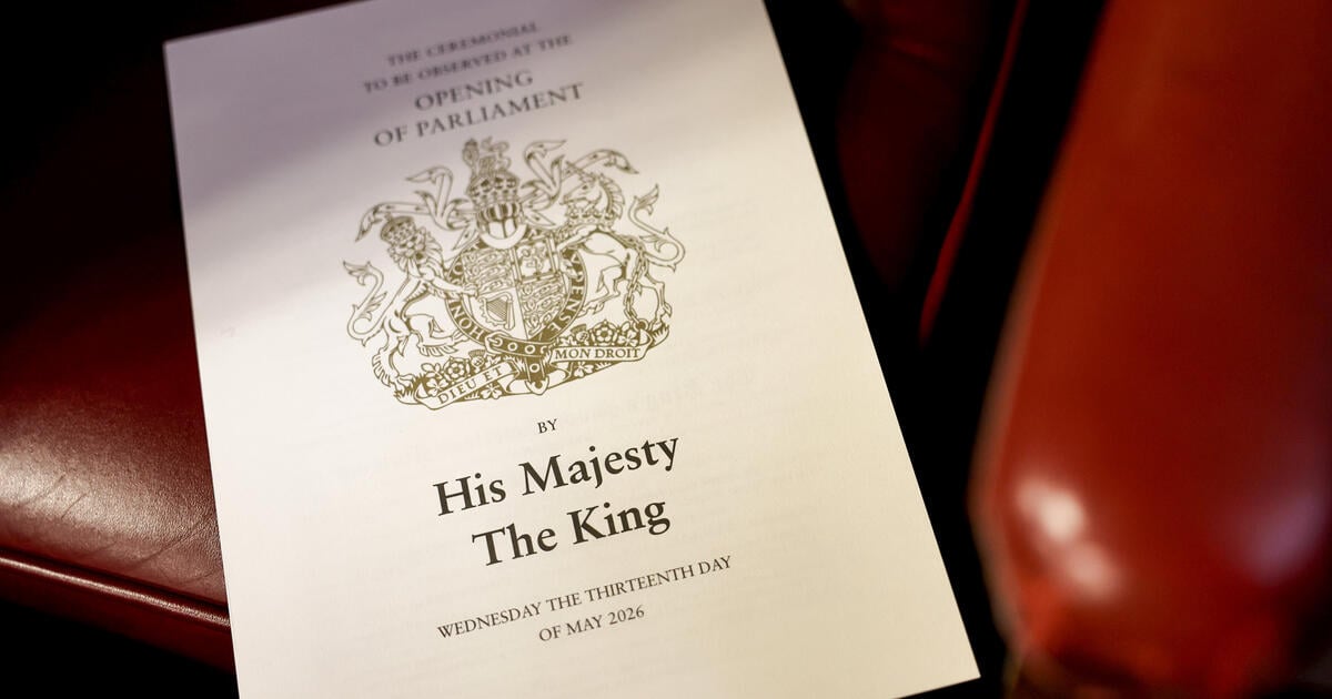 Programme for the Opening of Parliament bearing the royal coat of arms and the words “By His Majesty The King”