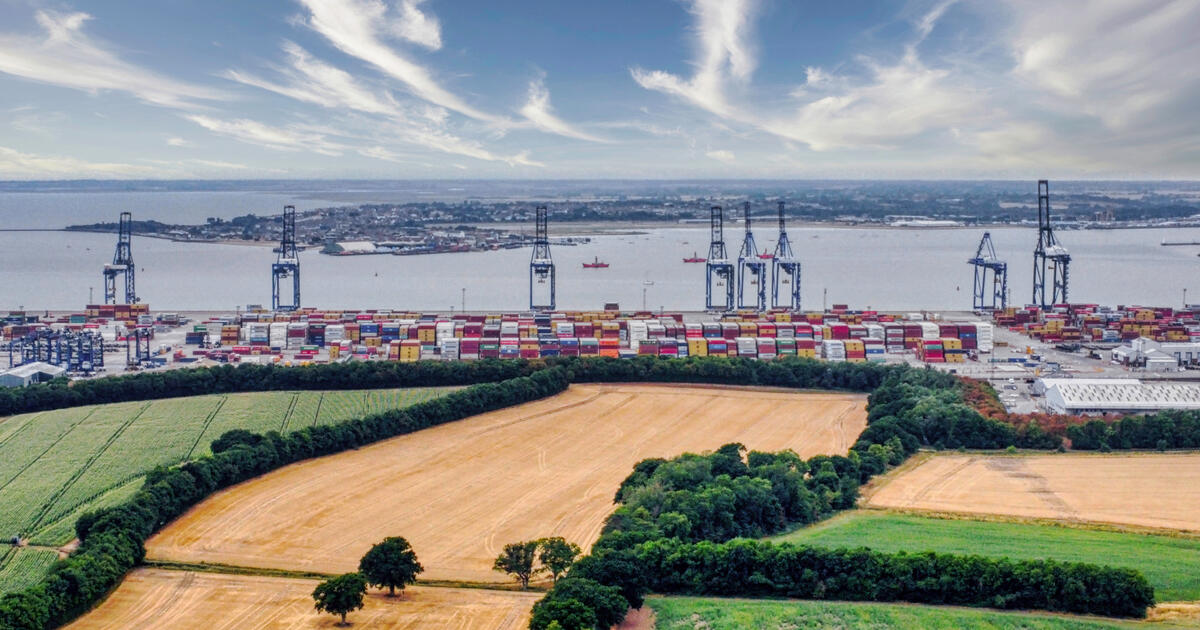 Aerial view of Felixstowe docks