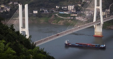 Cargo ship sailing on Yangtze River