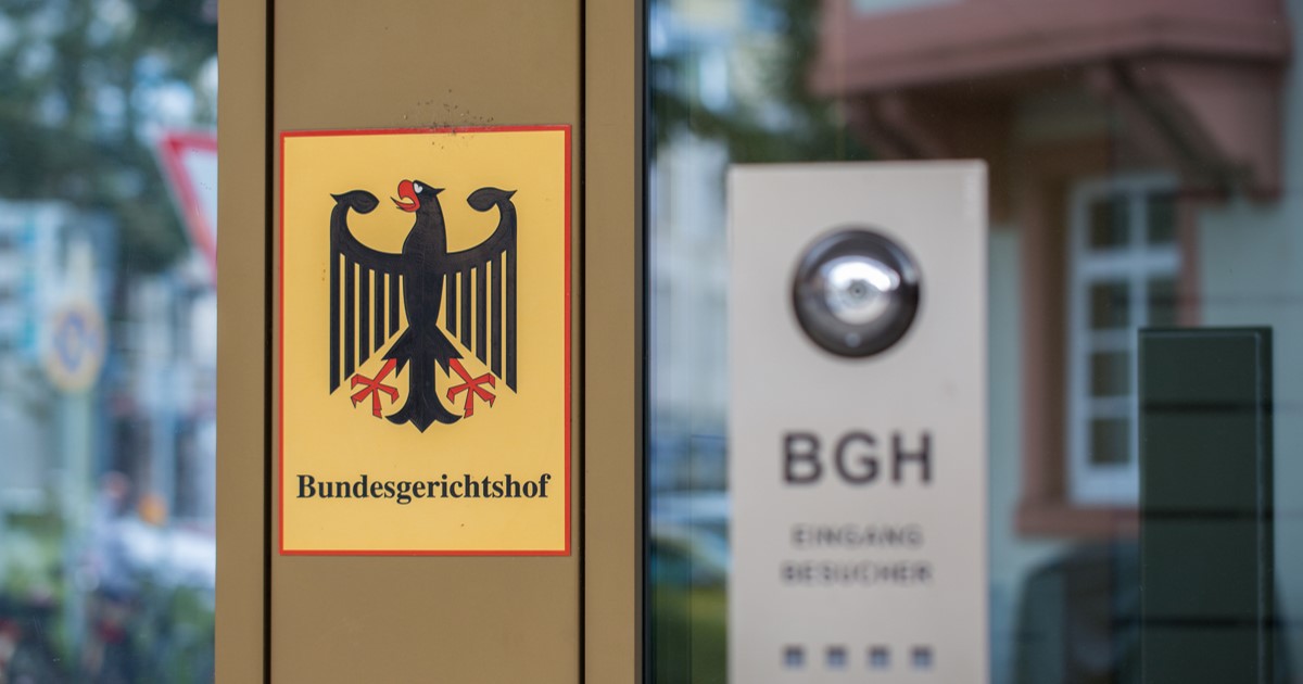 Sign Bundesgerichtshof german federal court of justice at the entrance of the main building SEO