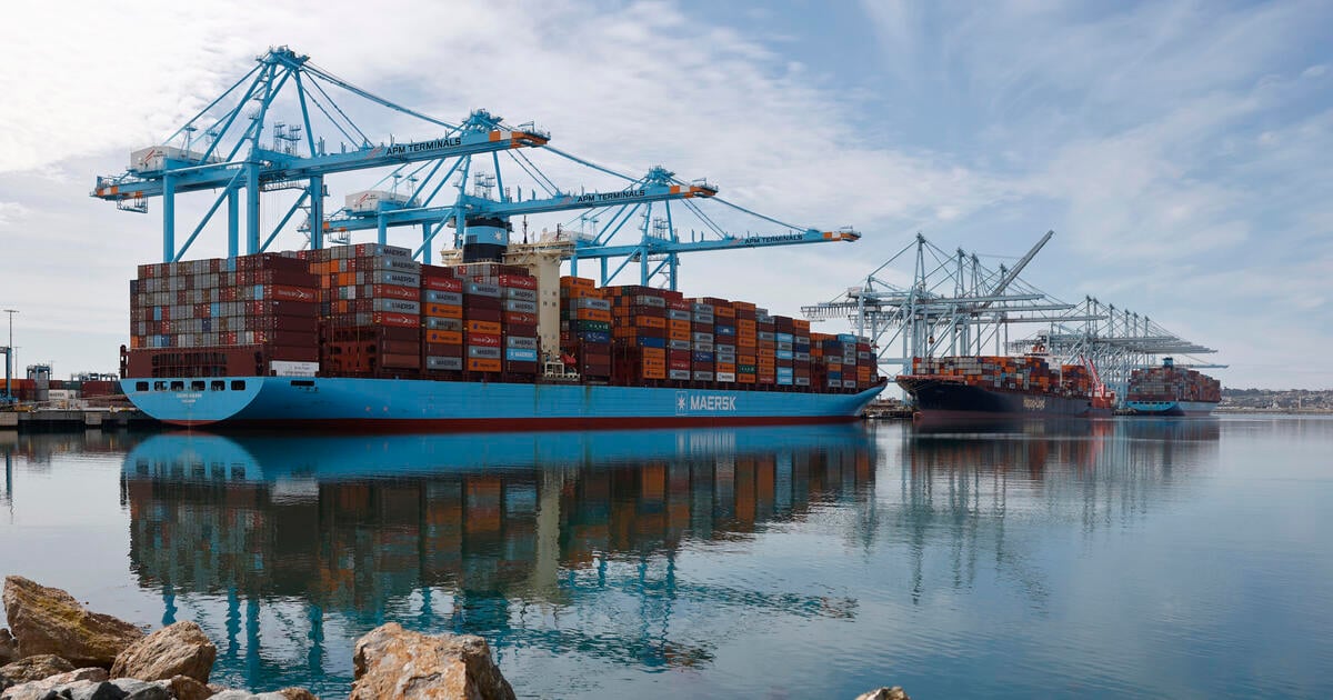 Container ships and cranes Port of Los Angeles