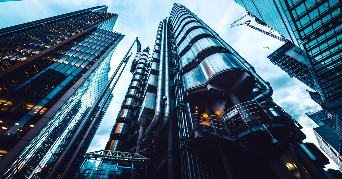 Lloyds of London building looking up