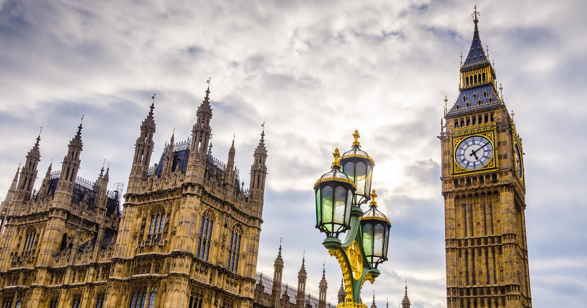 Low angle view of Westminster House of Parliament and the Big Ben, London