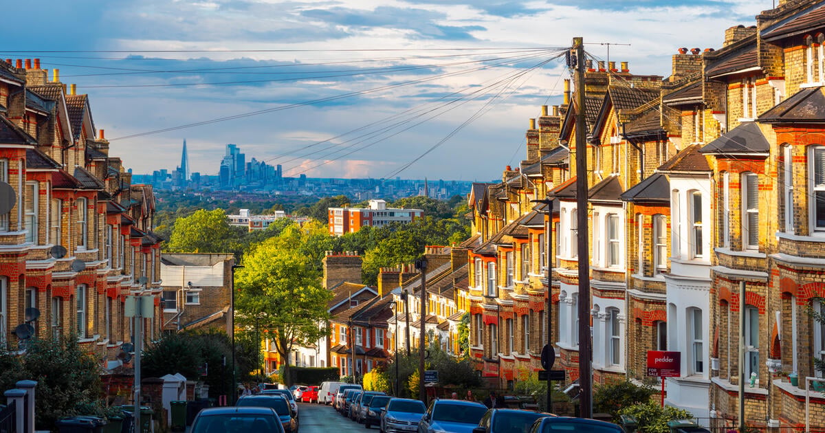 Skyline view of traditional English houses