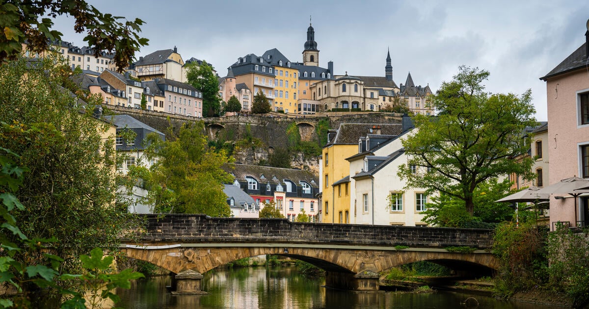 View from river to upper town of Luxembourg City