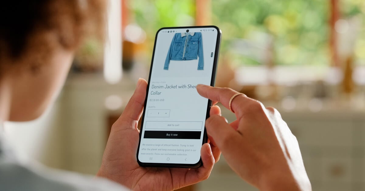 Woman online shopping on a mobile phone