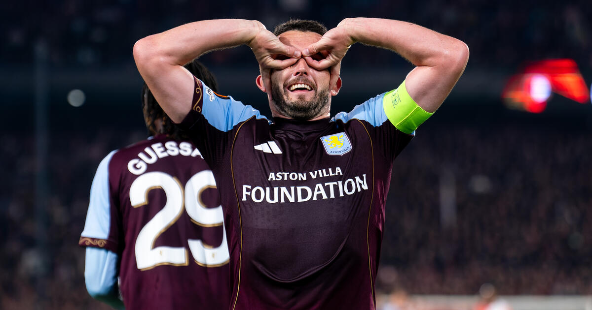 John McGinn celebrates after scoring for Aston Villa
