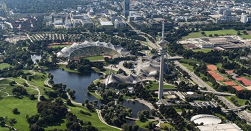 Munich Olympic Stadium aerial view SEO