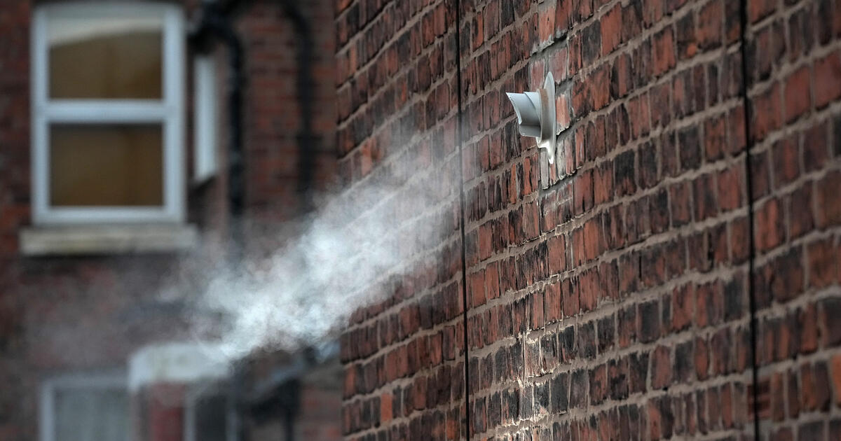 Boiler flue emits steam