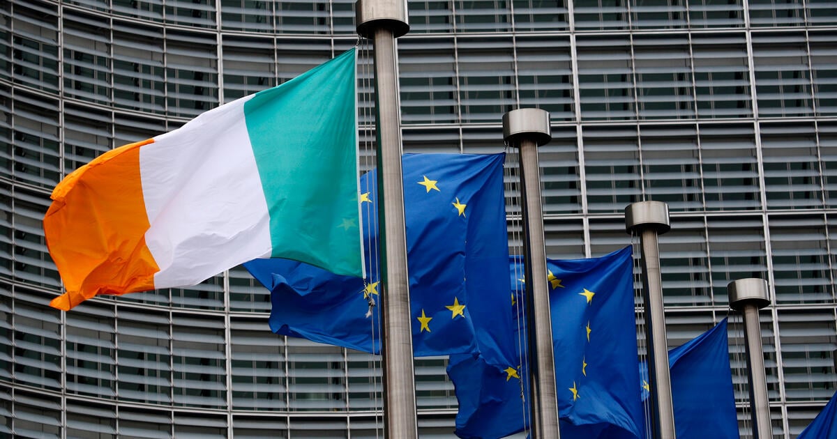 European and Irish flags waving outside of the European Commission offices. Photo: iStock