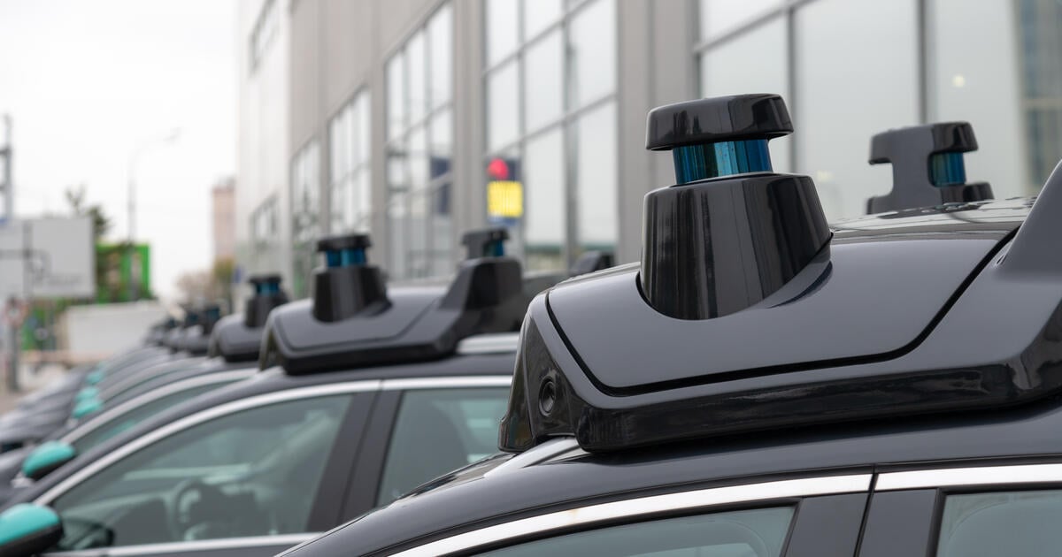 Sensors on top of fleet of driverless cars