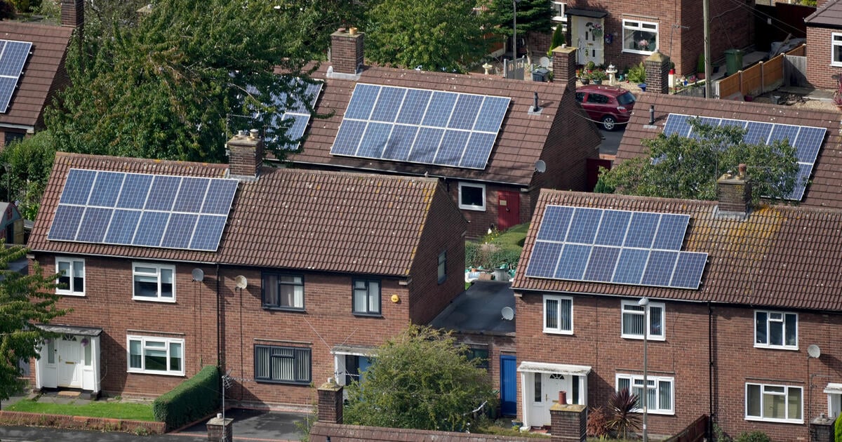 Solar panels on residential rooftops