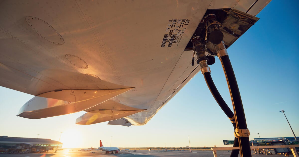 Wing of plane refueling