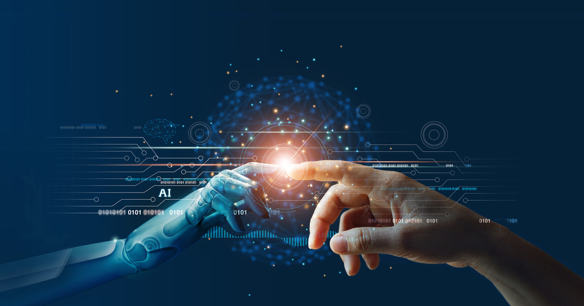 Artificial intelligence joining human hand seo