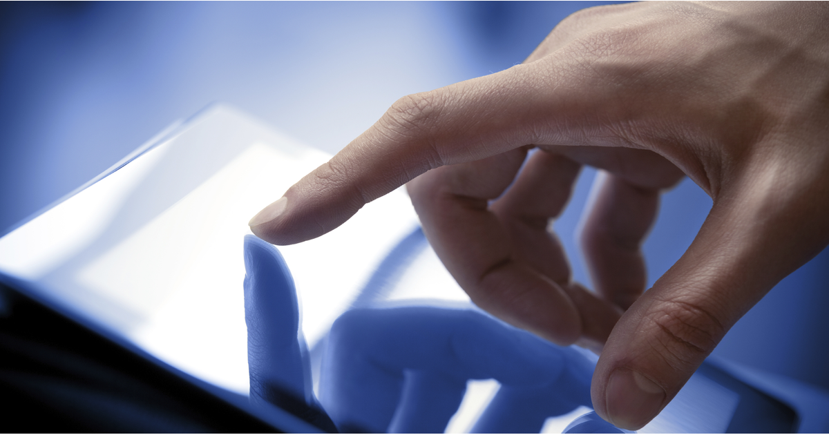 touching screen on tablet digital banking- LinkedIn