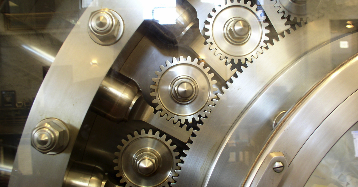 Steel vault door banking fraud