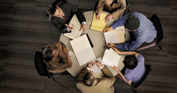 power meeting from above employees