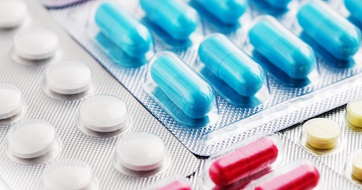 Colourful drugs in plastic packets