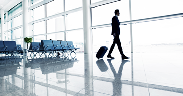 Businessman in empty airport