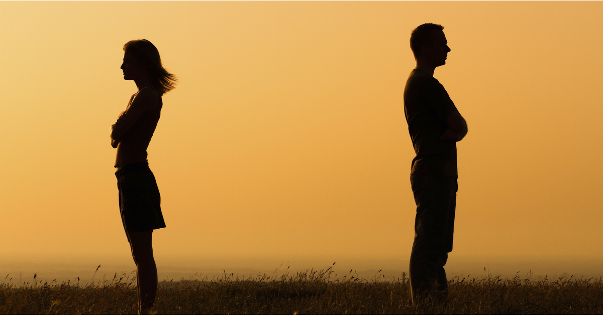 Relationship difficulties silhouetted couple divorce