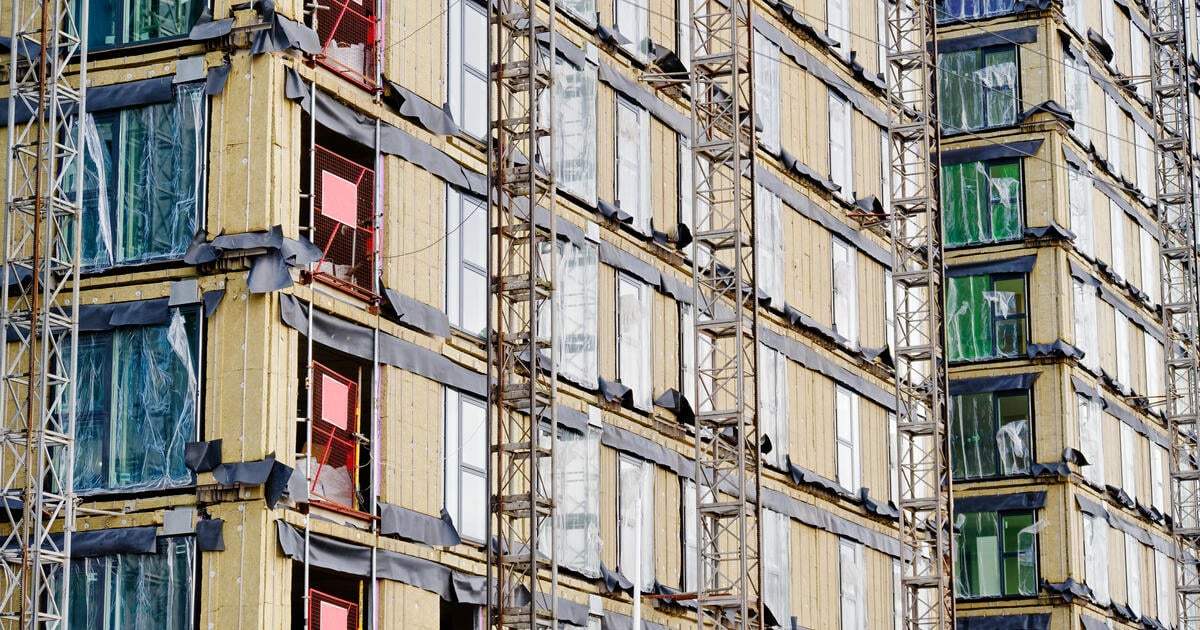 High rise residential building of flats with cladding being replaced with fire resistant materials UK