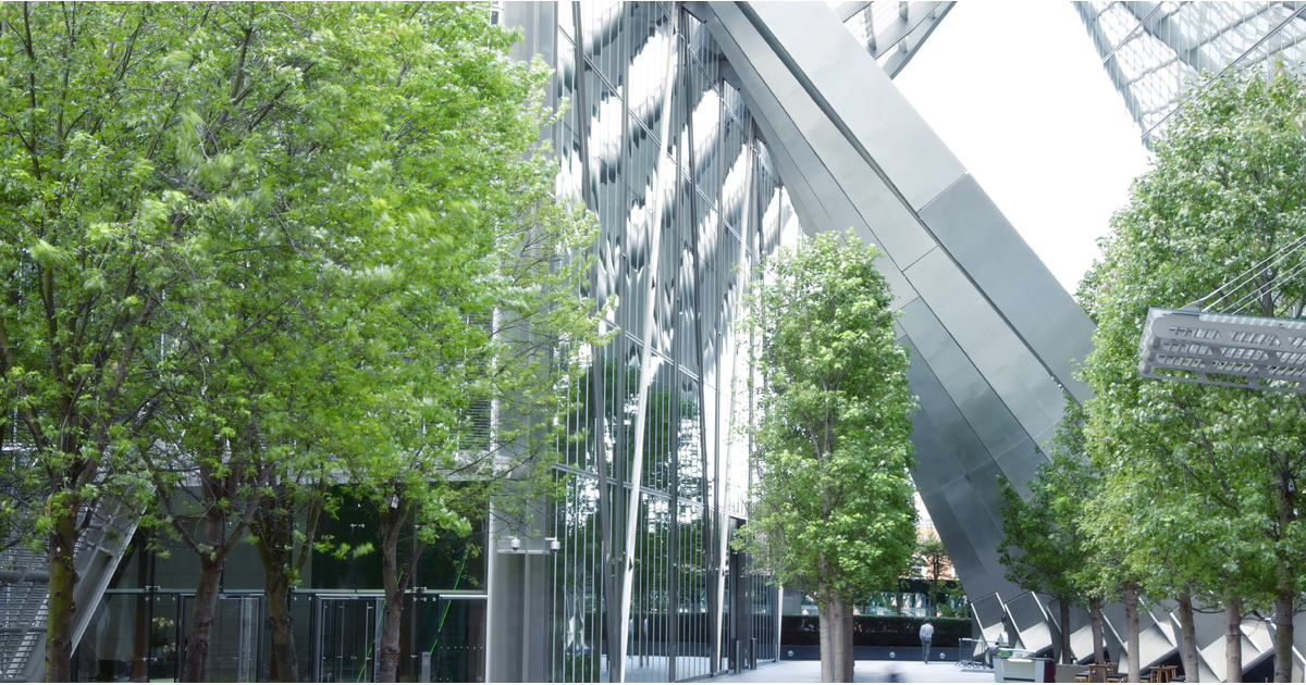 Modern Office Building with Trees